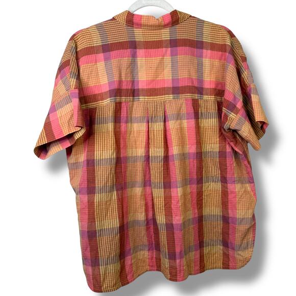 Madewell Daily Brown Striped Button Down Oversized Short Sleeve Shirt Small - Picture 6 of 8